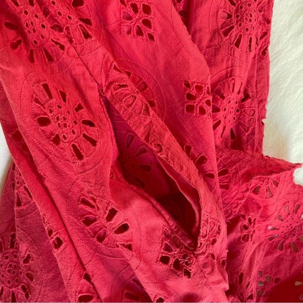 Anthropologie Pink Short Sleeve Dani Lace Eyelet Tunic Dress, Size 6 - Picture 8 of 15